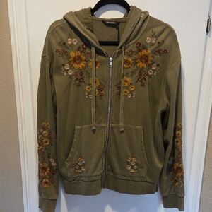 Driftwood Teddy Hoodie - Falling Sunflower M NWOT